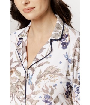 Élégante chemise de nuit femme chemise longue en micromodal avec liseré sur le col en V