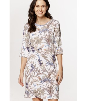 Ravissante chemise de nuit en micromodal, manches ¾ et col rond, tee-shirt long
