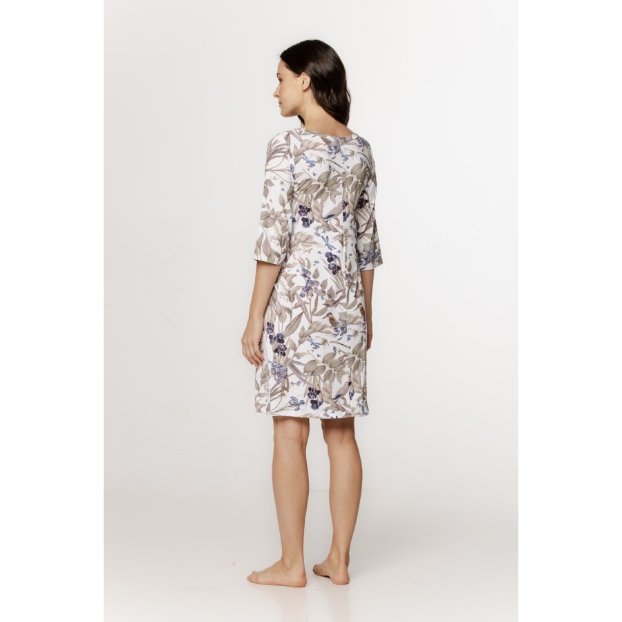 Ravissante chemise de nuit en micromodal, manches ¾ et col rond, tee-shirt long