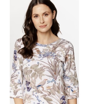 Ravissante chemise de nuit en micromodal, manches ¾ et col rond, tee-shirt long