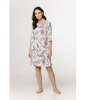 Ravissante chemise de nuit en micromodal, manches ¾ et col rond, tee-shirt long