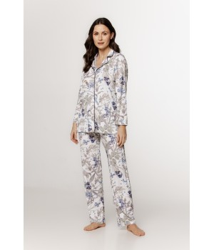 Locker geschnittenes Damen-Pyjama-Set aus Micromodal mit langärmligem Oberteil