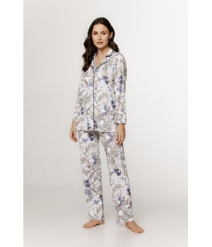 Pijama amplio micromodal top camisero mangas largas estampado floral
