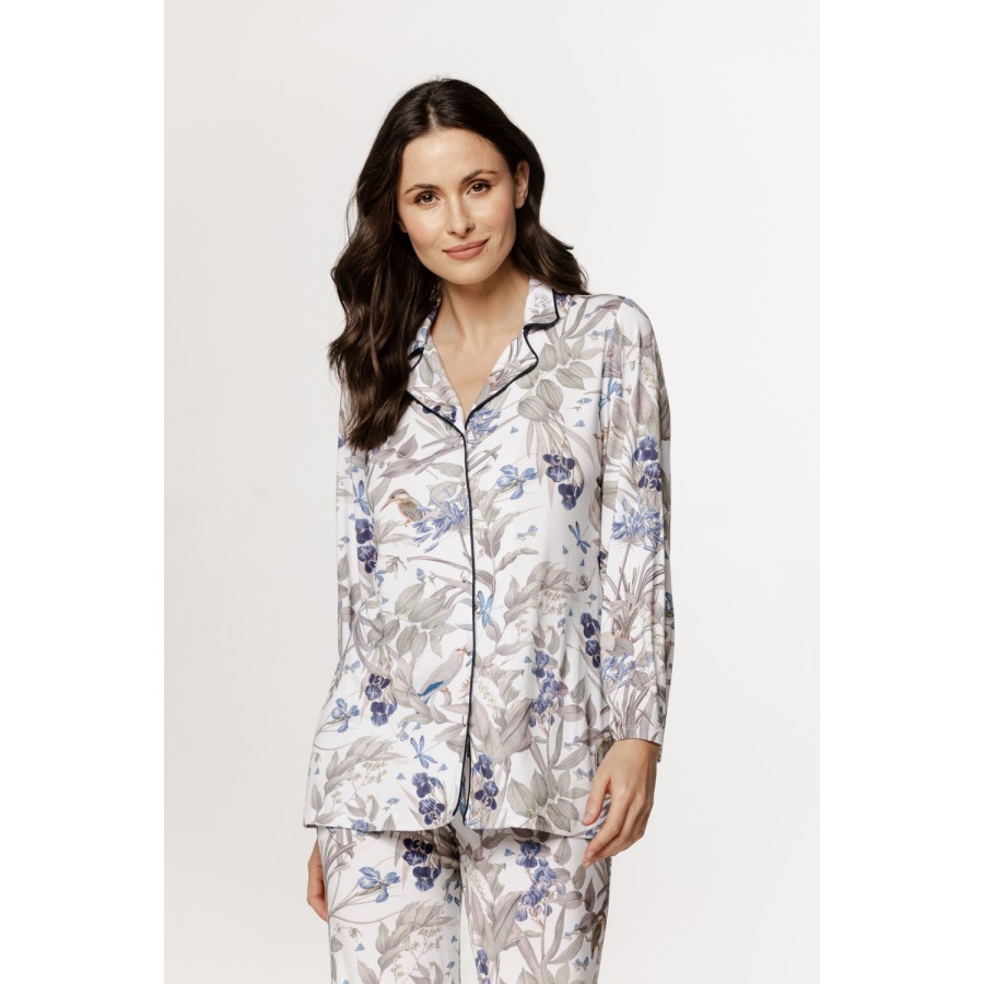 Ensemble pyjama femme ample en micromodal, haut chemise et manches longues