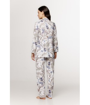Locker geschnittenes Damen-Pyjama-Set aus Micromodal mit langärmligem Oberteil