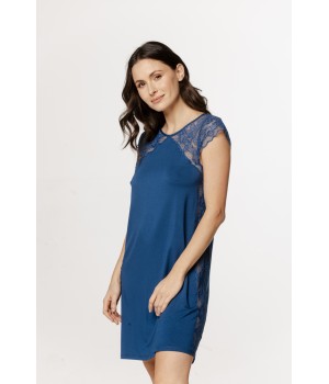 Elegant micromodal nightie with short sleeves and lace insets