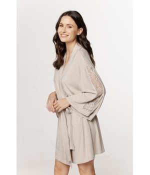 Gorgeous micromodal robe with lace insets on the sleeves