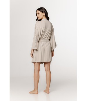 Gorgeous micromodal robe with lace insets on the sleeves