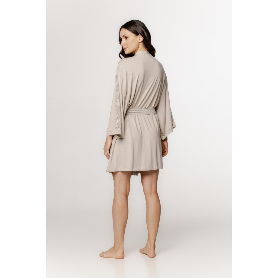 Gorgeous micromodal robe with lace insets on the sleeves