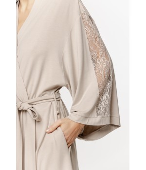 Gorgeous micromodal robe with lace insets on the sleeves