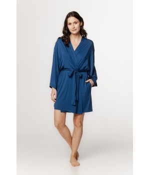 Baby doll micromodal encaje mangas azul frente