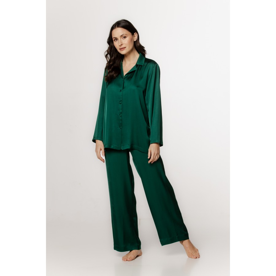 Ensemble pyjama de nuit ample en viscose eet soie artificielle, haute chemise boutonnable Ensemble pyjama de nuit ample en viscose eet soie artificielle, haute chemise boutonnable