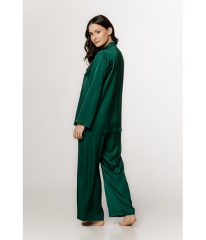 Pantalón pijama amplio corte recto verde