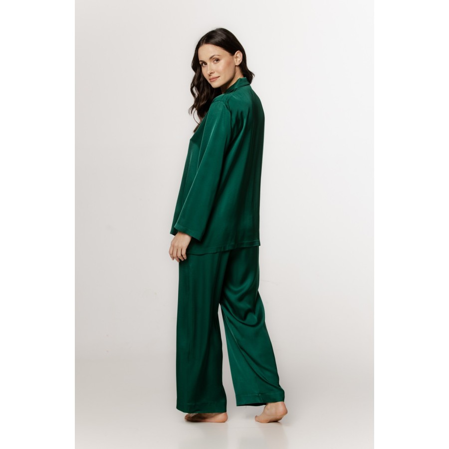 Pantalón pijama amplio corte recto verde