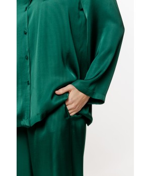 Ensemble pyjama de nuit ample en viscose eet soie artificielle, haute chemise boutonnable