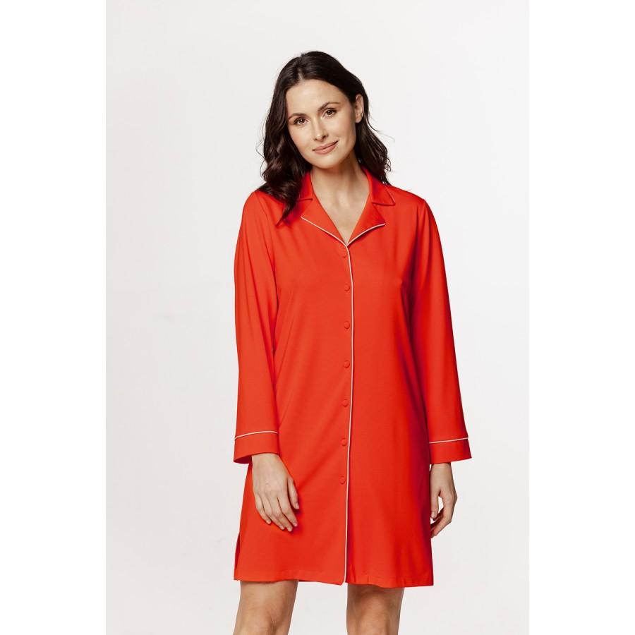 Wunderschöne Damen-Seidenbluse mit durchgehender Knopfleiste, Besatz und V-Ausschnitt.