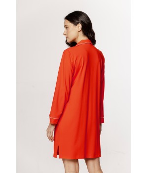 Ravissante liquette pour femme en soie artificielle, boutonnée sur tout le devant, liseré et col en V