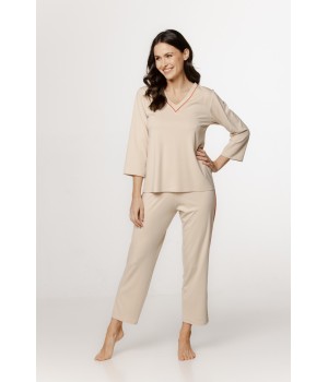 Ensemble pyjama femme soie artificielle orange