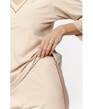 Ensemble pyjama ample manches ¾ liseré