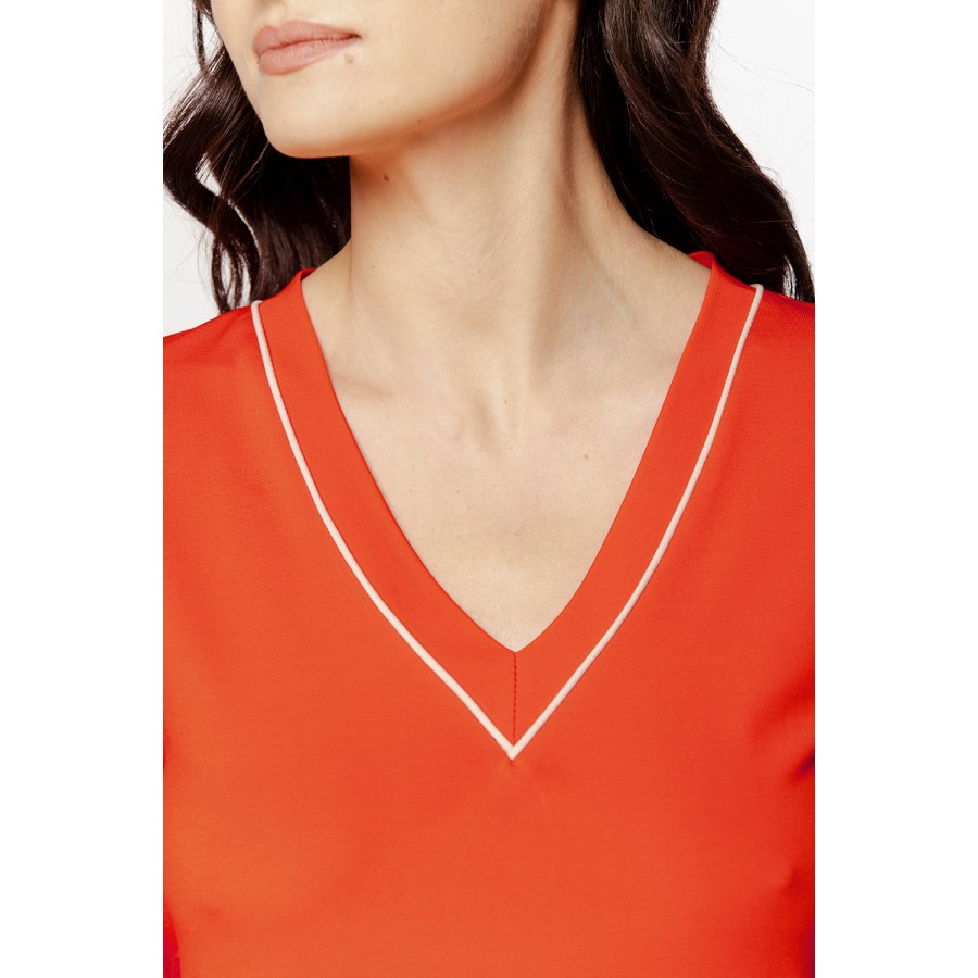 Sublime loose-fitting nightgown in faux silk, 3/4 sleeves, and trim on the V-neck