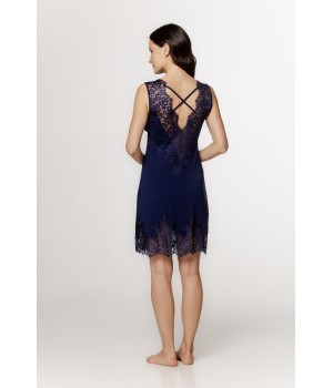 Fabulous V-neck nightie with lace hem and back and lace trim
