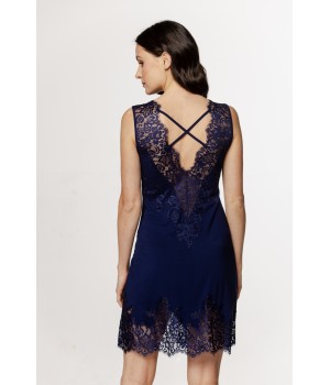 Fabulous V-neck nightie with lace hem and back and lace trim