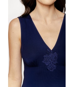 Fabulous V-neck nightie with lace hem and back and lace trim