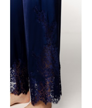 Elegant pajama set, shirt top, lace on the sleeves and hem of the pants
