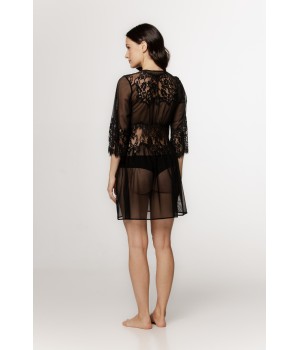 Marvelous, sexy sheer tulle robe with embroidery on the ¾ sleeves, bust, and back