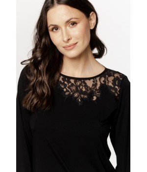 Sublime loose-fitting pajama set in micromodal with lace on the collar and crisscross laces on the back