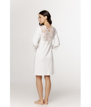 Damen-Tunika-Nachthemd aus Micromodal mit ¾-Ärmeln, gekreuztem Spitzenbesatz und Spitze. 8 - www.coemi-lingerie.com 