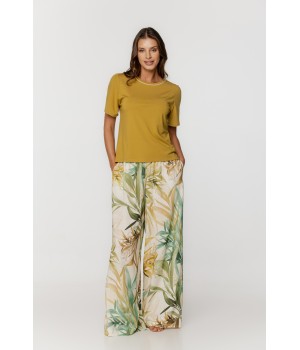 Ochre short-sleeved, round-neck T-shirt in rayon and nylon - COEMI LINGERIE