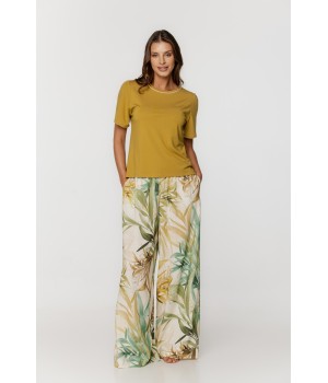 Camiseta ocre manga corta cuello redondo rayón nailon