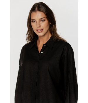 88
Beautiful loose-fitting linen pyjama set, long-sleeved shirt and wide-legged trousers