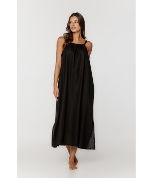 87
Beautiful loose-fitting linen house dress, ankle-length, halter neck