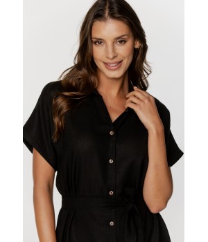 LLanges, hemdartiges Hauskleid mit kurzen Ärmeln und taillierter Passform.