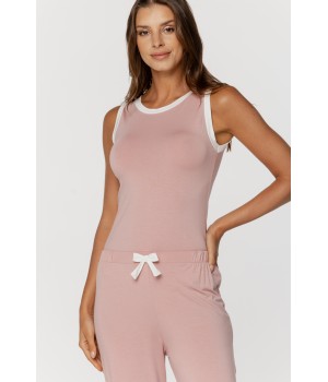 Ravissant ensemble pyjama en micromodal, top débardeur et pantalon fluide et droit