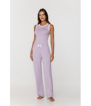 Ravissant ensemble pyjama en micromodal, top débardeur et pantalon fluide et droit