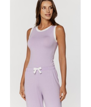 Lovely micromodal pyjama set, tank top and flowing, straight-leg trousers