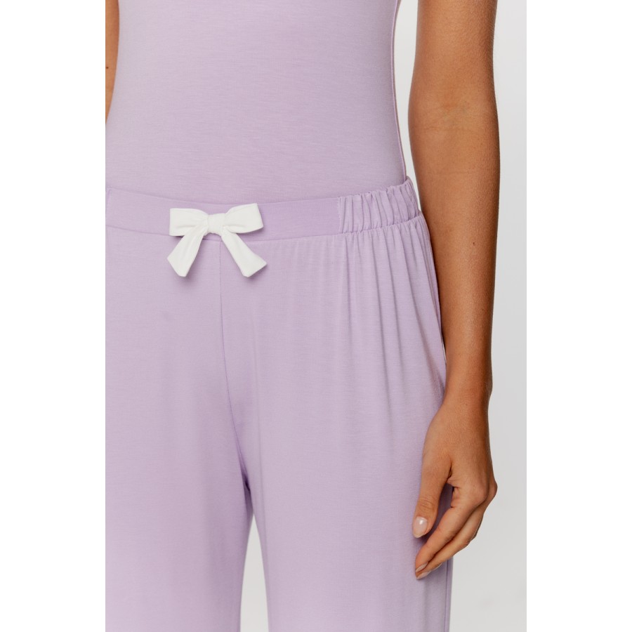 Lovely micromodal pyjama set, tank top and flowing, straight-leg trousers
