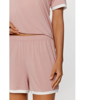 Pretty micromodal sleepwear set, short-sleeved t-shirt and shorts trimmed with piping