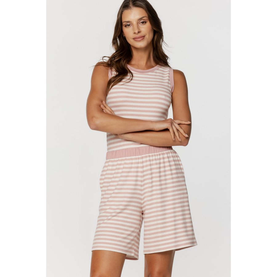 Wunderschönes Pyjama-Set mit Oberteil und Shorts mit Taschen