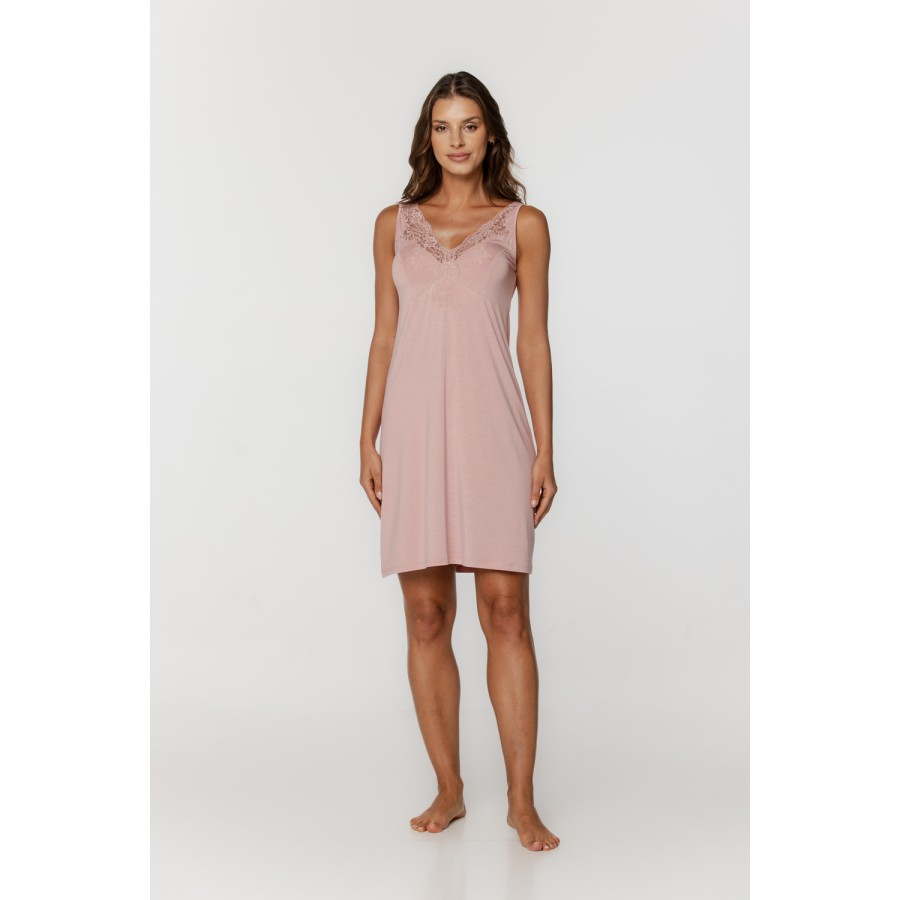 Fabulous nightie with wide straps and embroidery