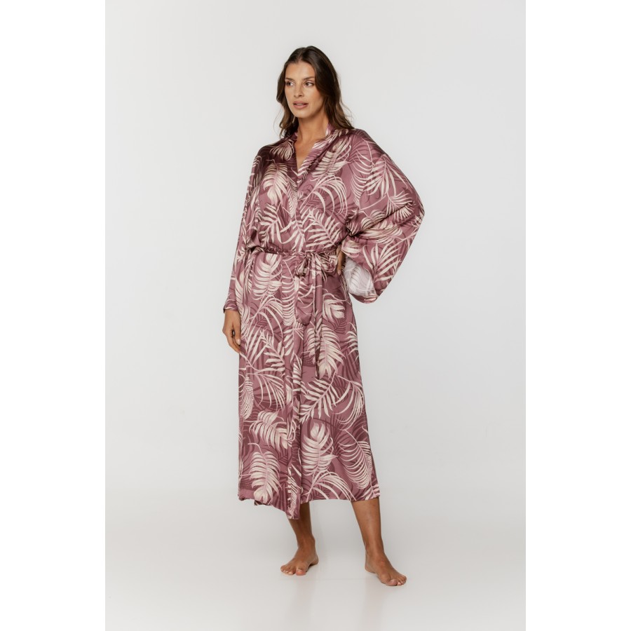 Magnifique peignoir long avec manches longues et poches