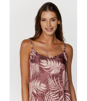 Magnifique chemise de nuit à bretelles fines et col rond