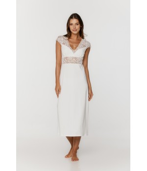 Wunderschönes langes Nachthemd mit kurzen Ärmeln und Spitze 1 - www.coemi-lingerie.com 