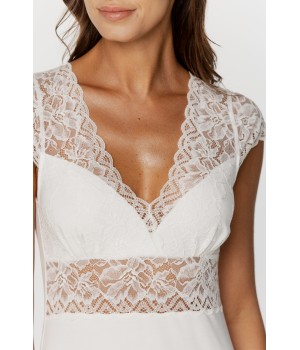 Wunderschönes langes Nachthemd mit kurzen Ärmeln und Spitze 5 - www.coemi-lingerie.com 