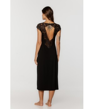 Wunderschönes langes Nachthemd mit kurzen Ärmeln und Spitze 6 - www.coemi-lingerie.com 