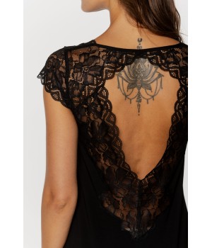 Fabulous long nightgown with short sleeves and lace