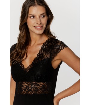 Wunderschönes langes Nachthemd mit kurzen Ärmeln und Spitze 8 - www.coemi-lingerie.com 